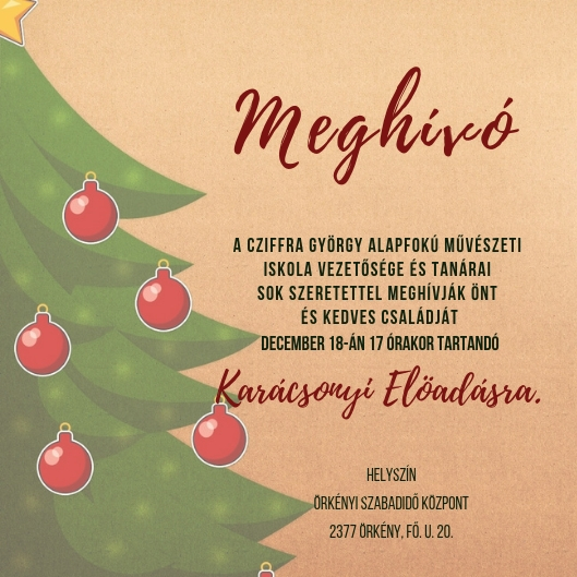 Meghívó - Cziffra Karácsonyi Koncert 2018.12.18.