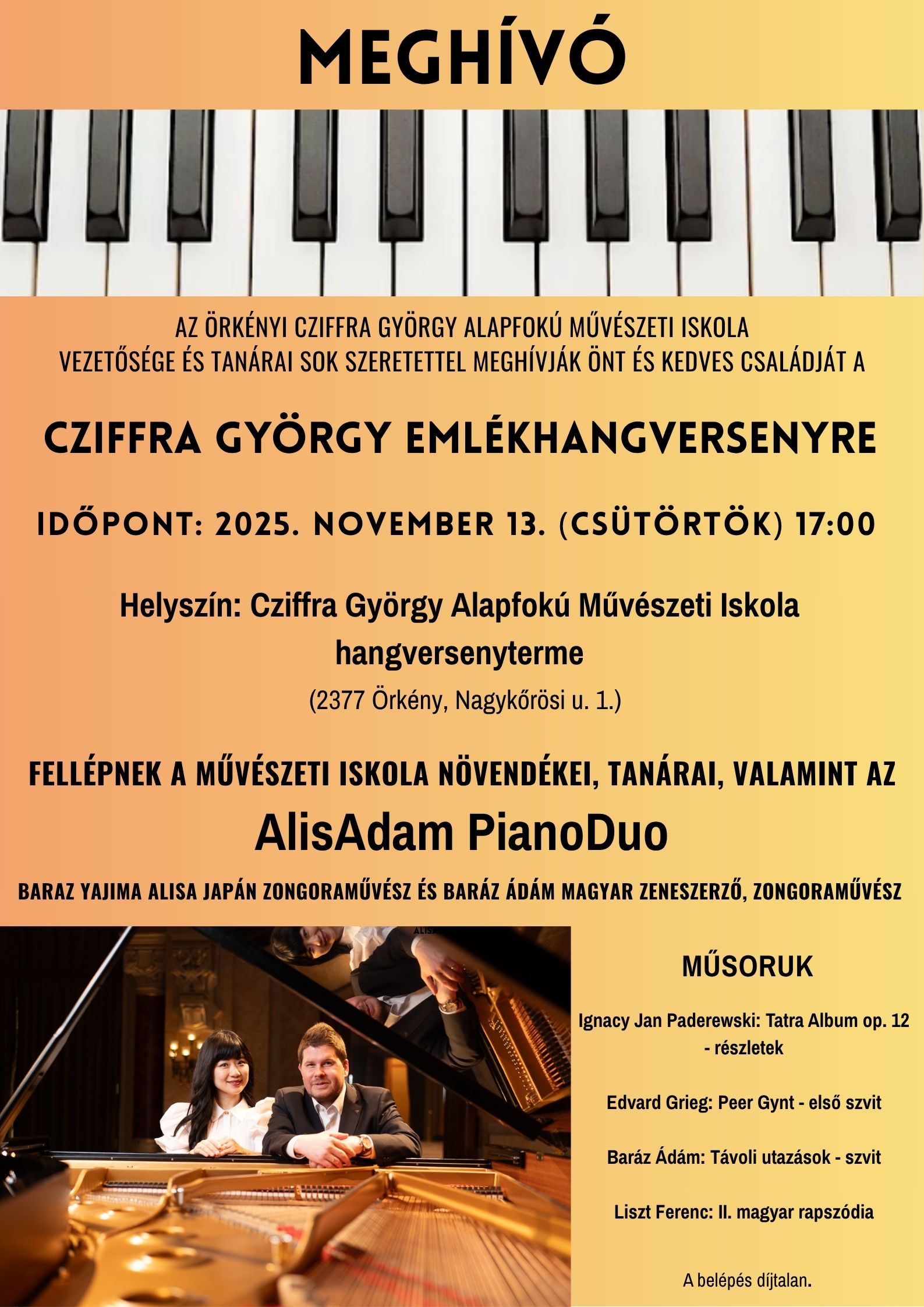 Cziffra György Emlékhangverseny @ Cziffra György Alapfokú Művészeti Iskola hangversenyterme
