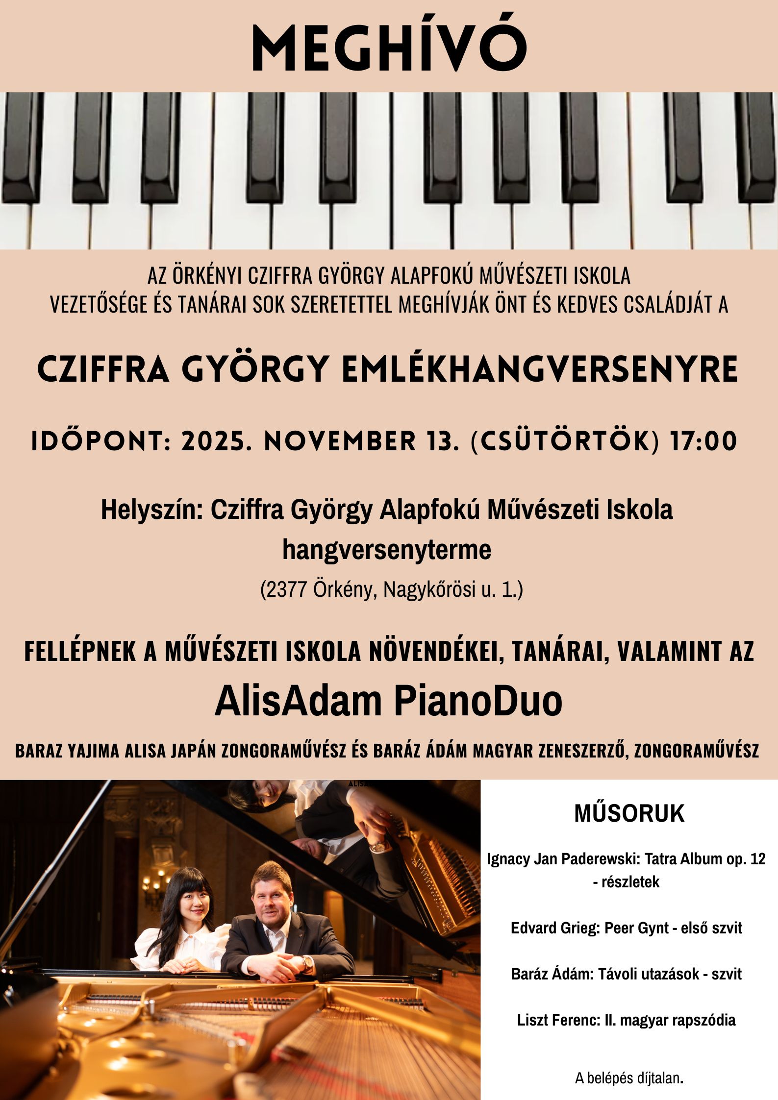Cziffra György Emlékhangverseny @ Cziffra György Alapfokú Művészeti Iskola hangversenyterme