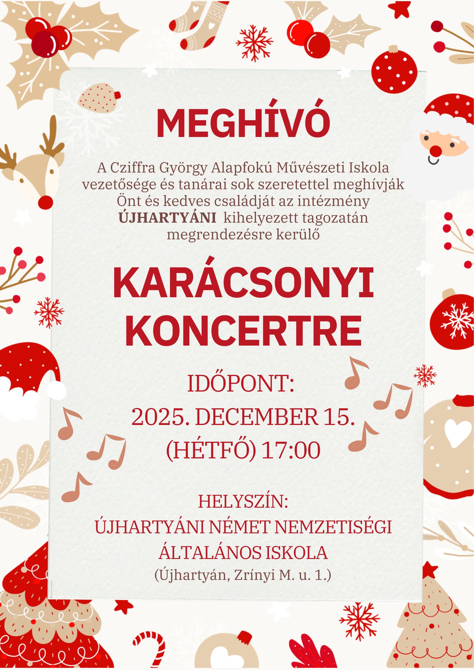 Karácsonyi koncert - Újhartyán @ Német Nemzetiségi Általános Iskola