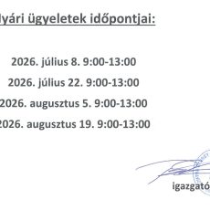 Nyári ügyelet Nyári ügyelet